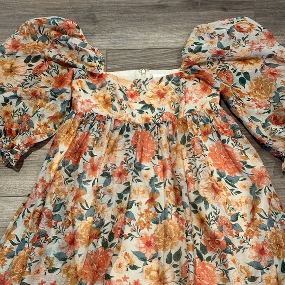 Morning Lavender Floral Empire Waist Balloon Sleeve Maxi Babydoll Dress - Picture 6 of 11